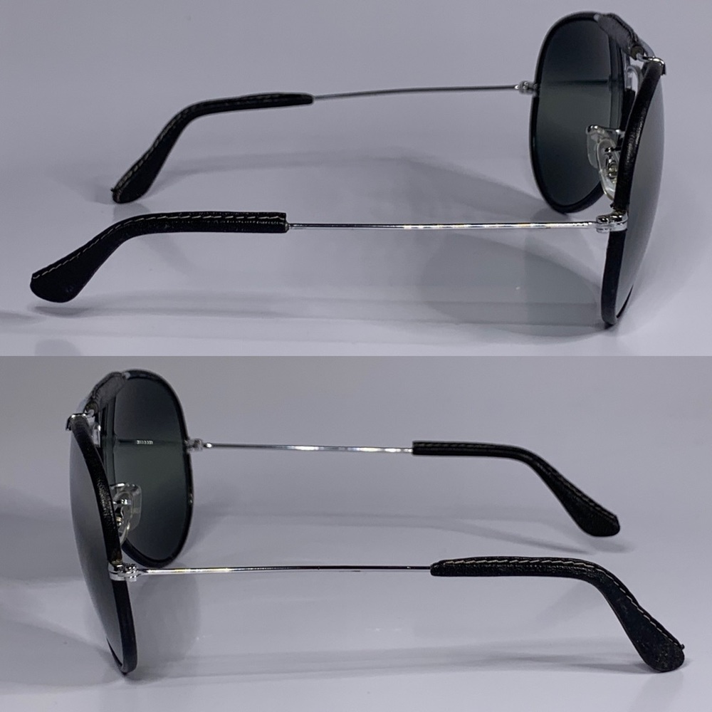 Vintage B&L Ray Ban 62mm Black Leather DGM Mirror Aviator Sunglasses - Picture 5 of 16